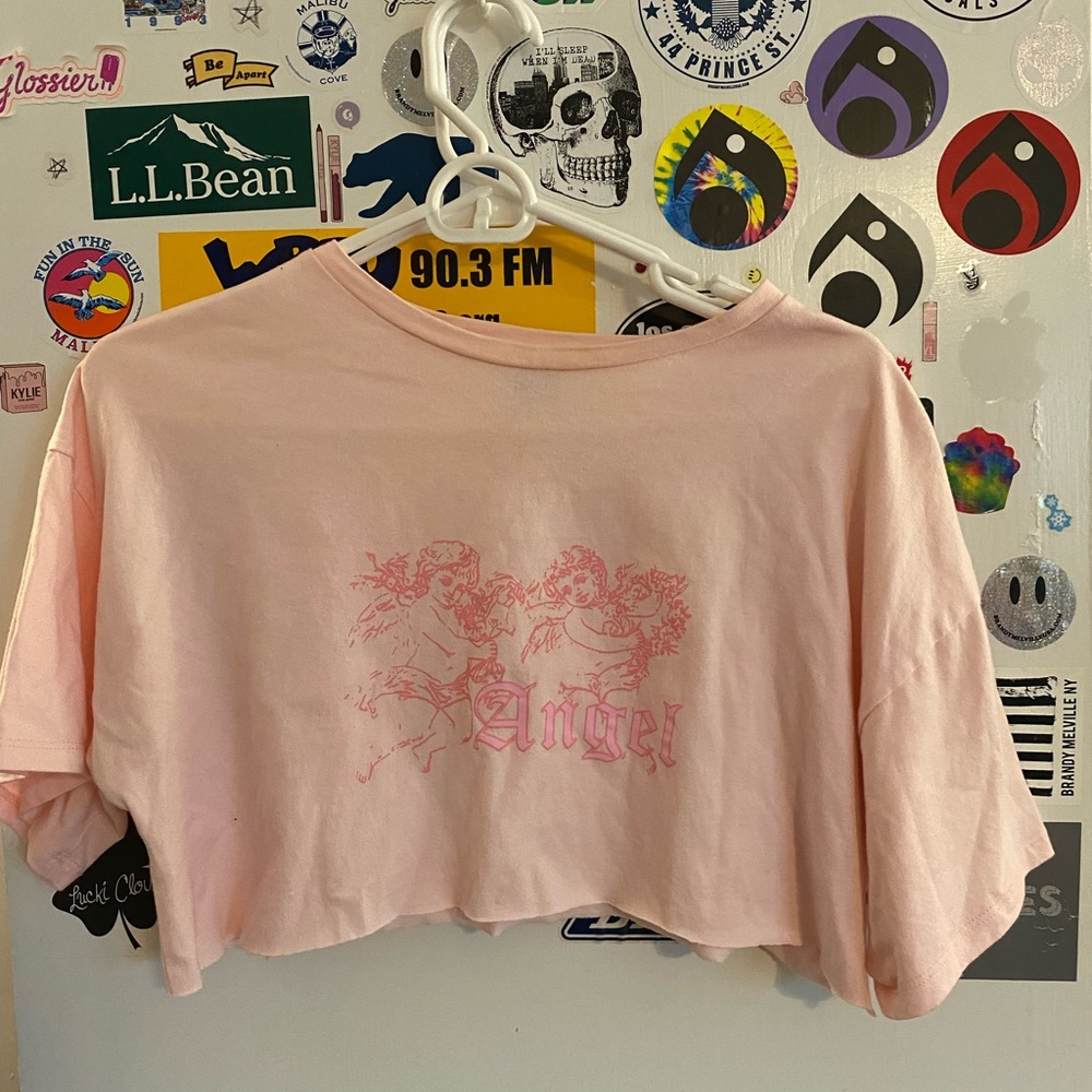Princess polly pink angel cropped tee